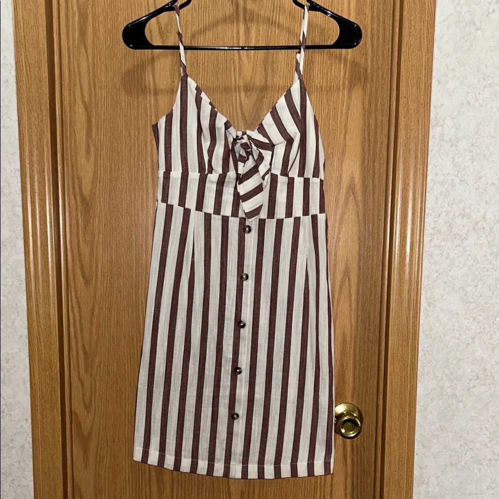 Derek Heart Brown and White Striped Mini Dress
